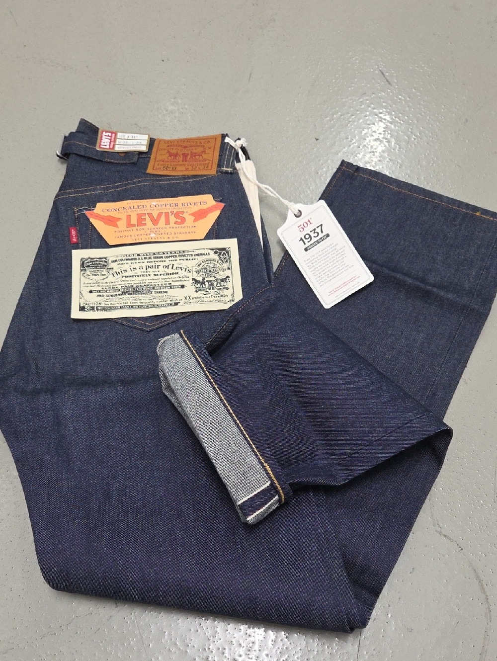 LEvis 1937 501 Shrink To Fit Selvage Denim Jeans